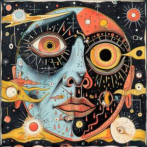 surreal  album  cover  symbolist  hyper-realistic  screenprinting  painting  face  space  creative 1078452