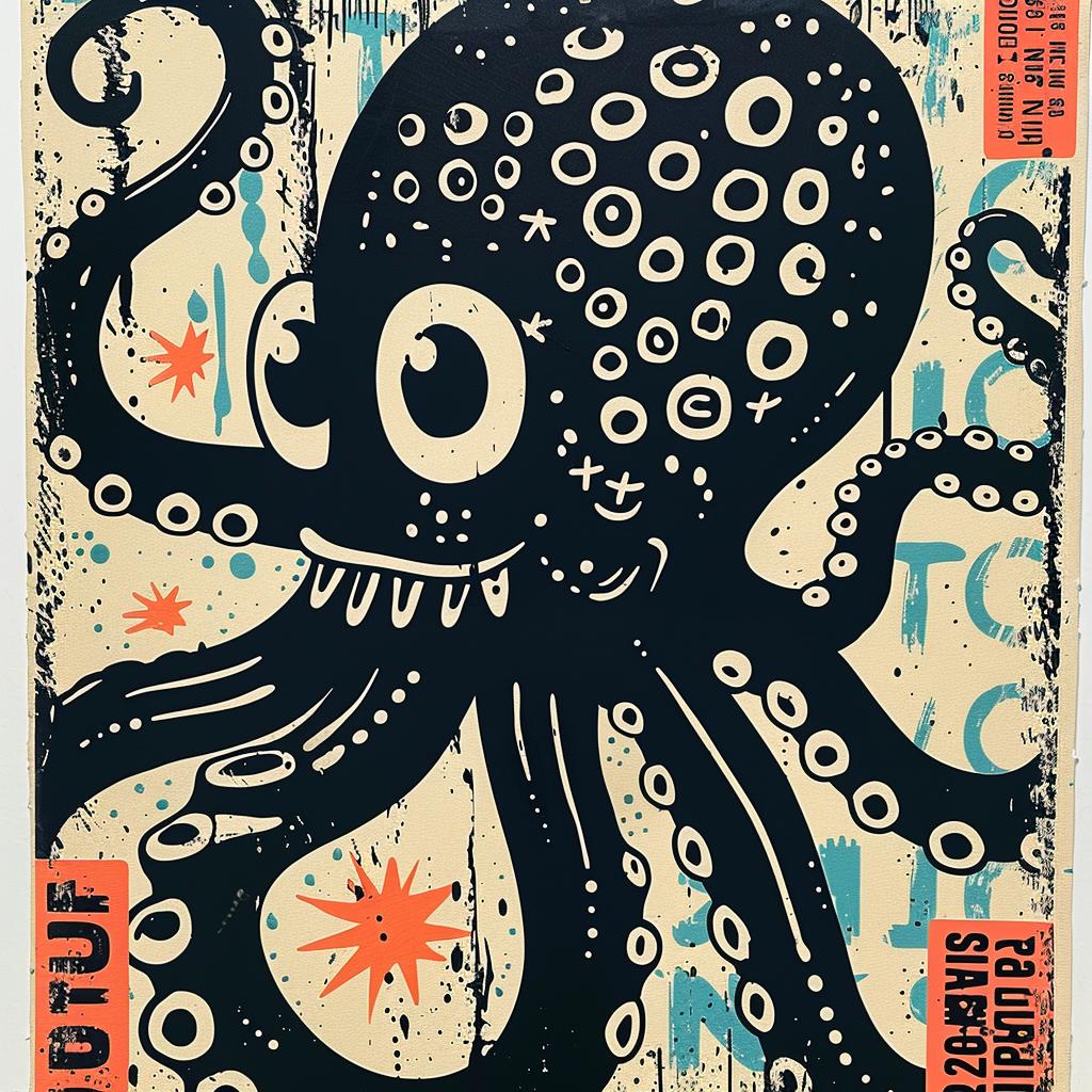 octopus  aggressive  collage  vintage  street  culture  abstract  character  design  minimal 949928