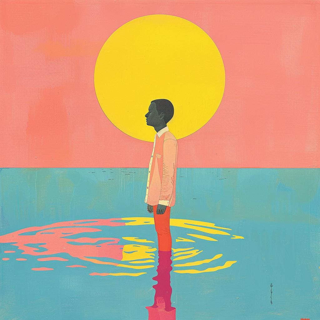 surreal  painting  water  man  sun  background  creative  metaphor  colorful  landscape 1019096