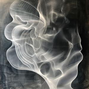 wire  mesh  face  photograms  chalk  art  ethereal  portrait  background  white 1039184
