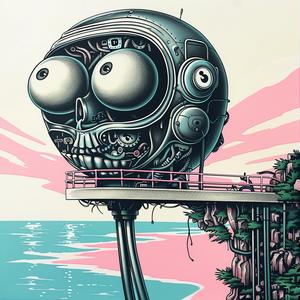 minimal  chromolithography  robot  pier  surreal  water  simple  fantasy  technology  artwork 1037677