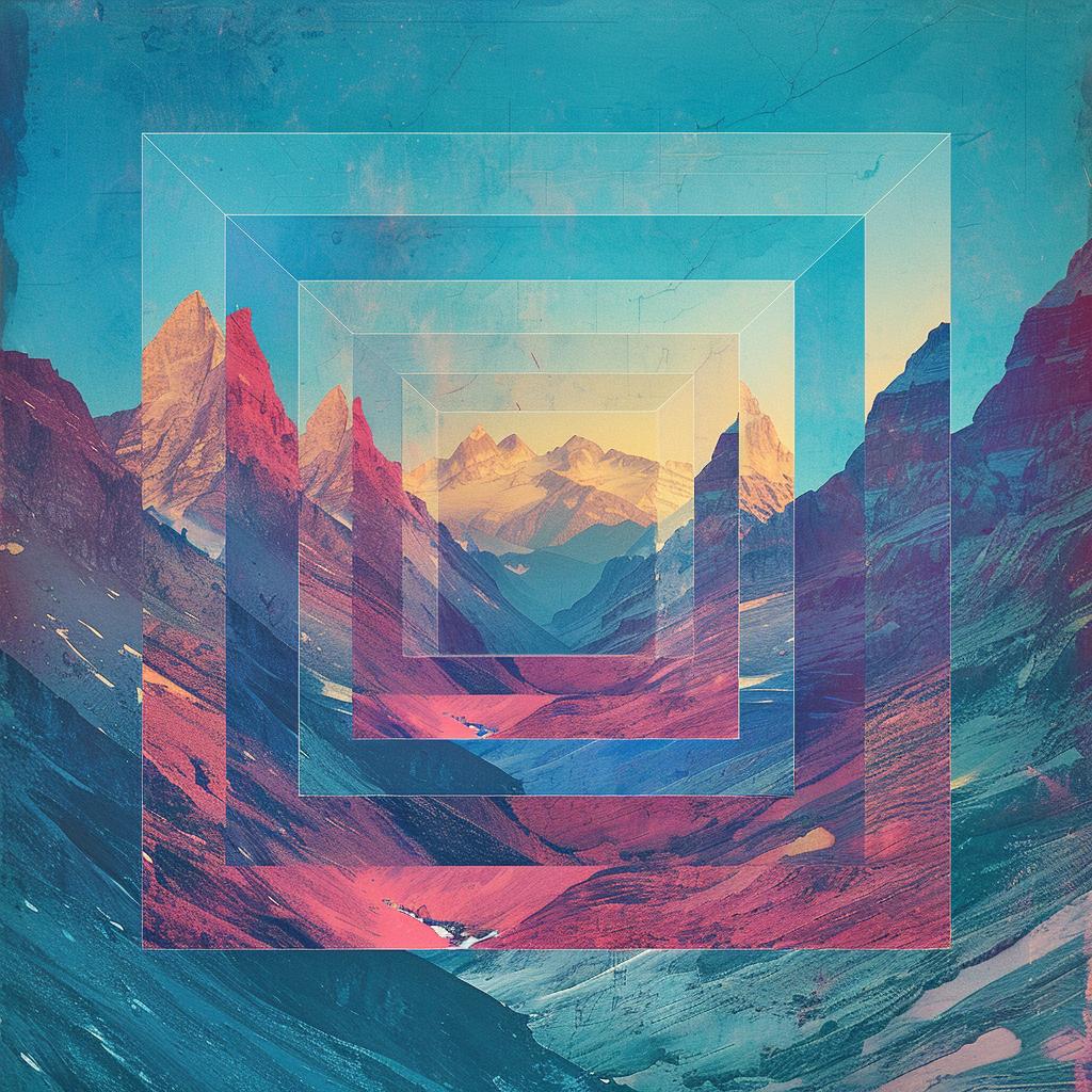 canvas  art  1980s  Tycho  mountains  sky  geometric  trippy  blues  teals 960666