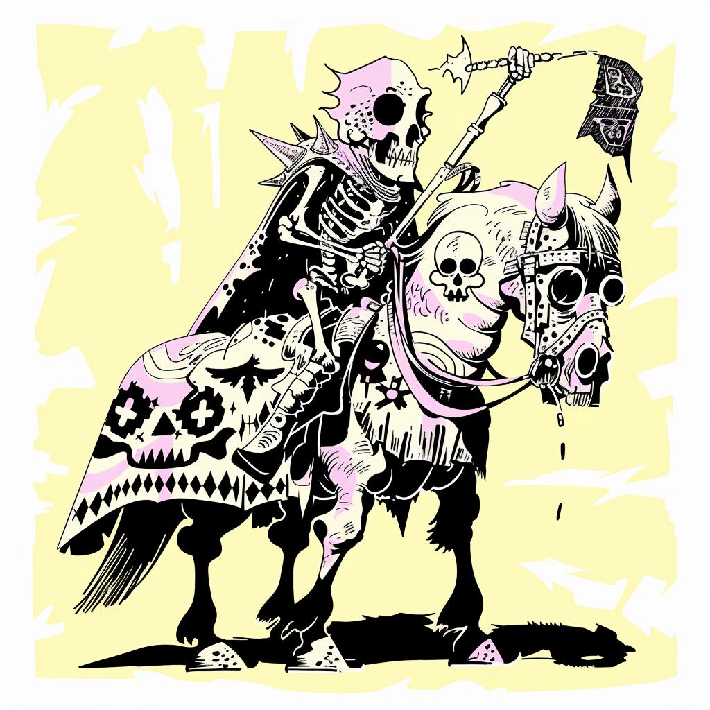 Grim  Reaper  Horseback  skeleton  skull  horse  drawing  black  white  illustration 1028031