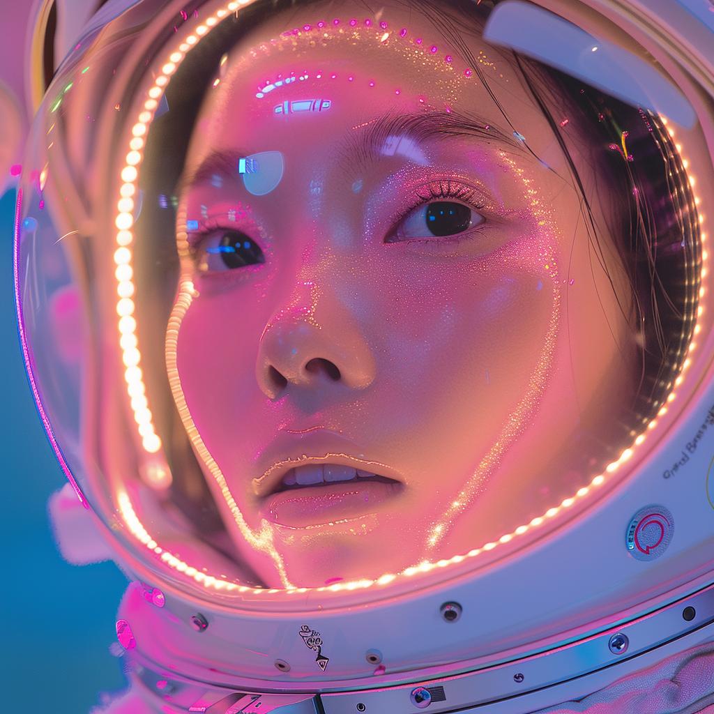 astronaut  female  neon  lights  double  exposure  surreal  glow  volumetric  lighting 1030918