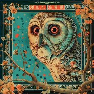 owl  Chinese  frame  design  illustration  art  style  colorful  nature  animal 1052467