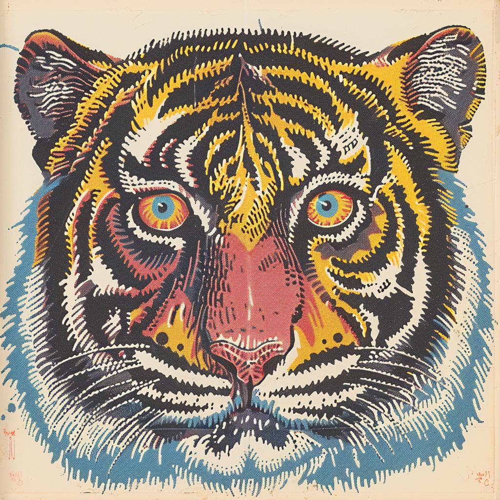 tiger  three-eyes  pop-art  Kandinsky  bold  colorful  animal  abstract  modern  graphic 917035