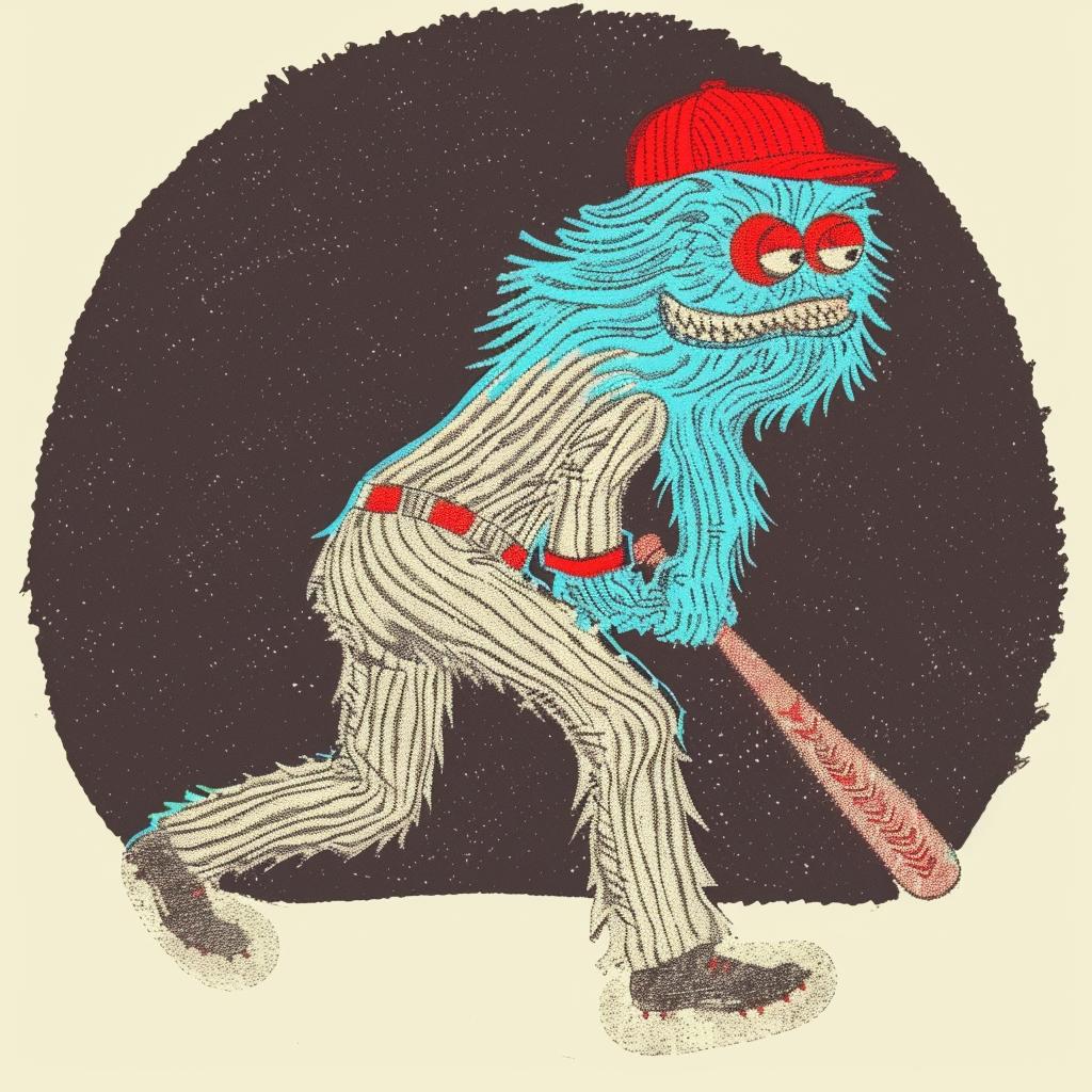 baseball  player  uniform  bat  monster  cartoon  action  whimsical  playful  sports 940331