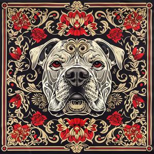 dog  bulldog  floral  pattern  black  design  artistic  symmetrical  illustration  graphic 1072153