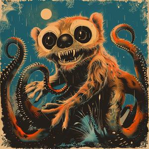 chromolithography  poster  octopus  lemur  illustration  colorful  whimsical  graphic  animals  art 1049831