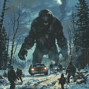 Bigfoot  woods  ominous  creature  illustration  people  adventure  simonstalenhag  jackkirby  narrative 1080080