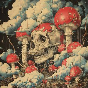 skull  mushrooms  clouds  painting  chromolithography  colorful  surreal  nature  artwork  fantasy 1051088