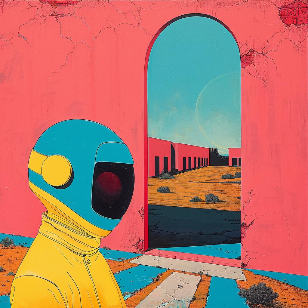 creative  surreal  future  shock  man  yellow  suit  building  urban  composition 1017543