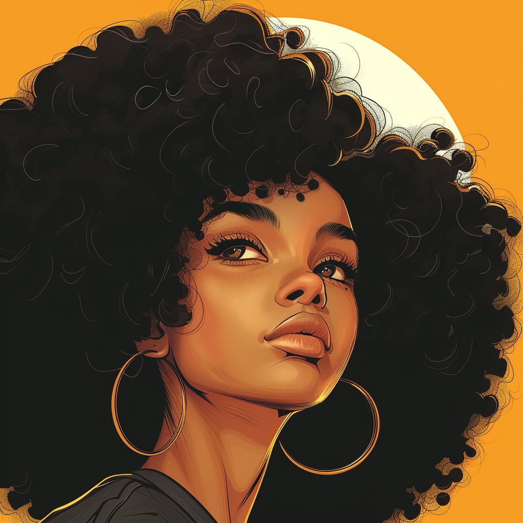 Illustration  Girl  Afro  Hair  Social  Media  Curvilinear  Shapes  Beauty 938487