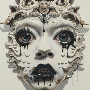 DADA  art  lionman  four-eyes  dripping  airbrush  painted  highlights  white-background  mask 1073107