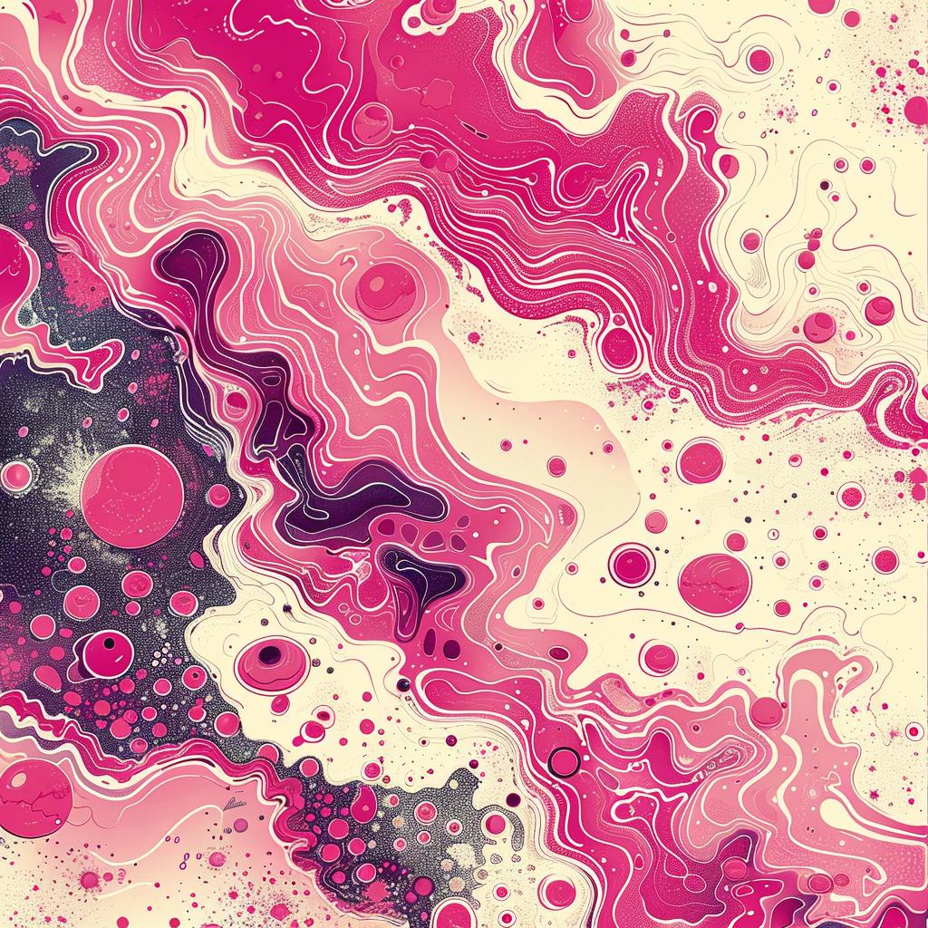 retro  Japanese  pulp  poster  pink  psychedelic  abstract  bubbles  swirls  glitch 970755