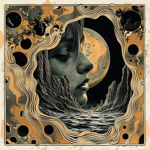 surreal  album  cover  high-detailed  screenprinting  moon  sea  art  dreamlike  person 1079502
