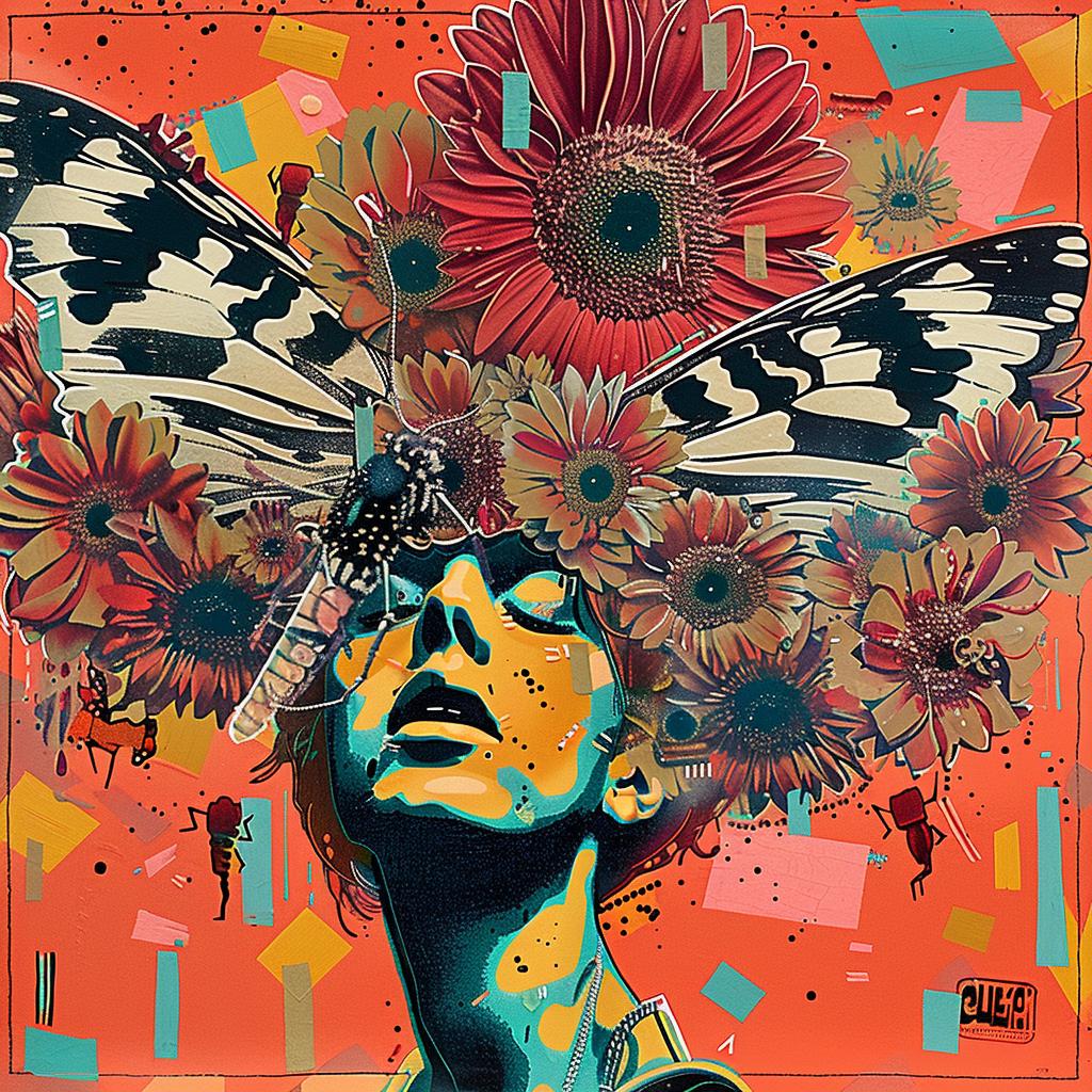 painting  woman  flowers  head  colorful  art  portrait  design  modern  nature 950821