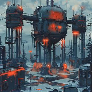 futuristic  city  painting  tower  middle  style  Simon  Stalenhag  urban  art 1075107