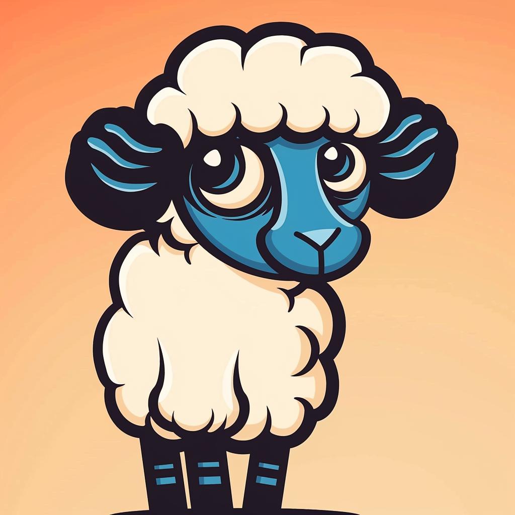 sheep  cartoon  blue  eyes  black  ears  character  illustration  cute  art 940102