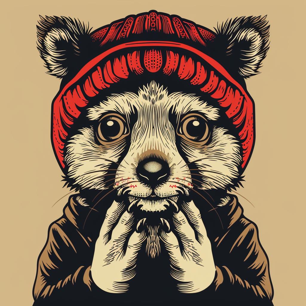 raccoon  hat  gloves  streetwise  aggressive  minimal  urban  character  cartoon  animal 959377