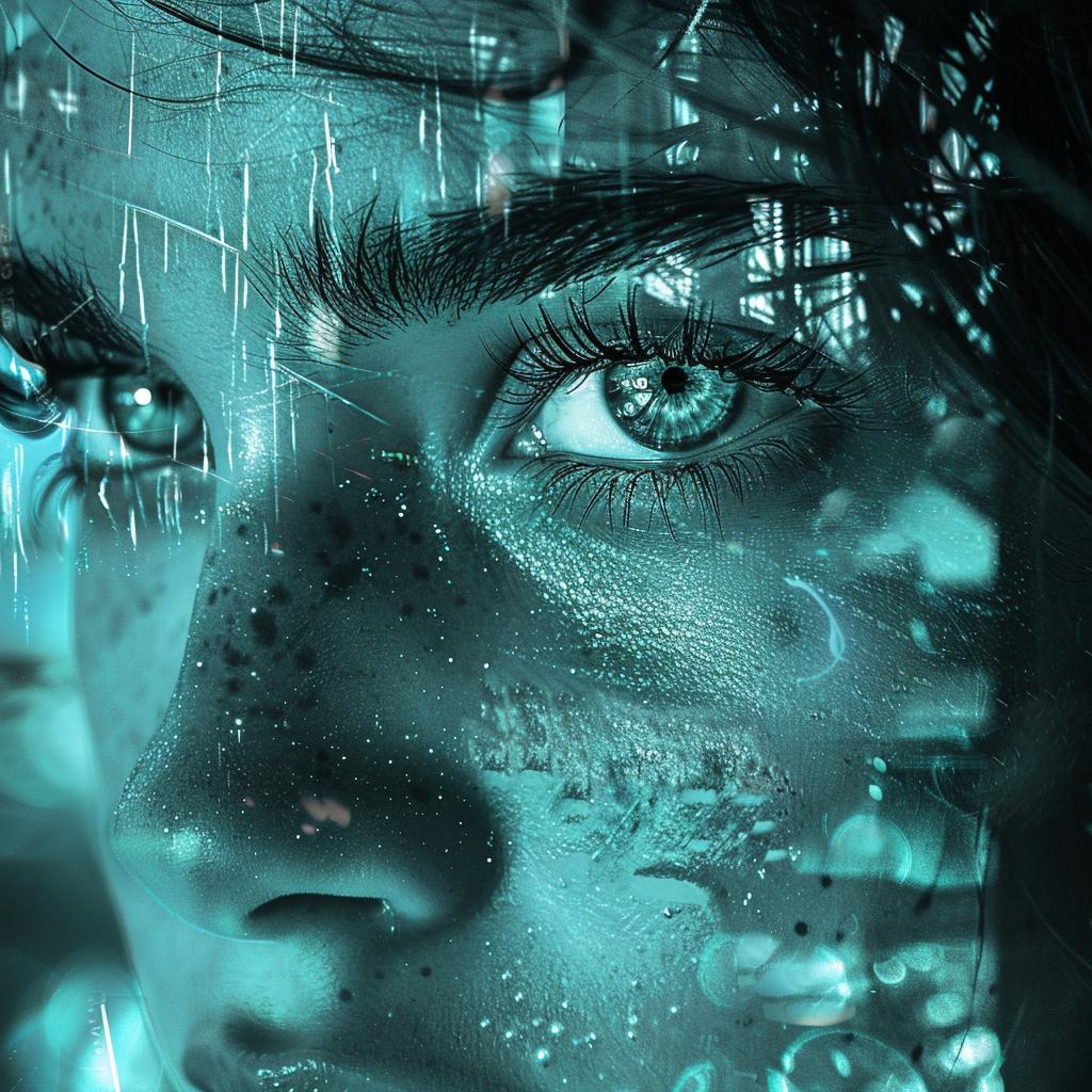 woman  blue  eyes  water  face  distorted  lighting  glow  teal  photography 961214