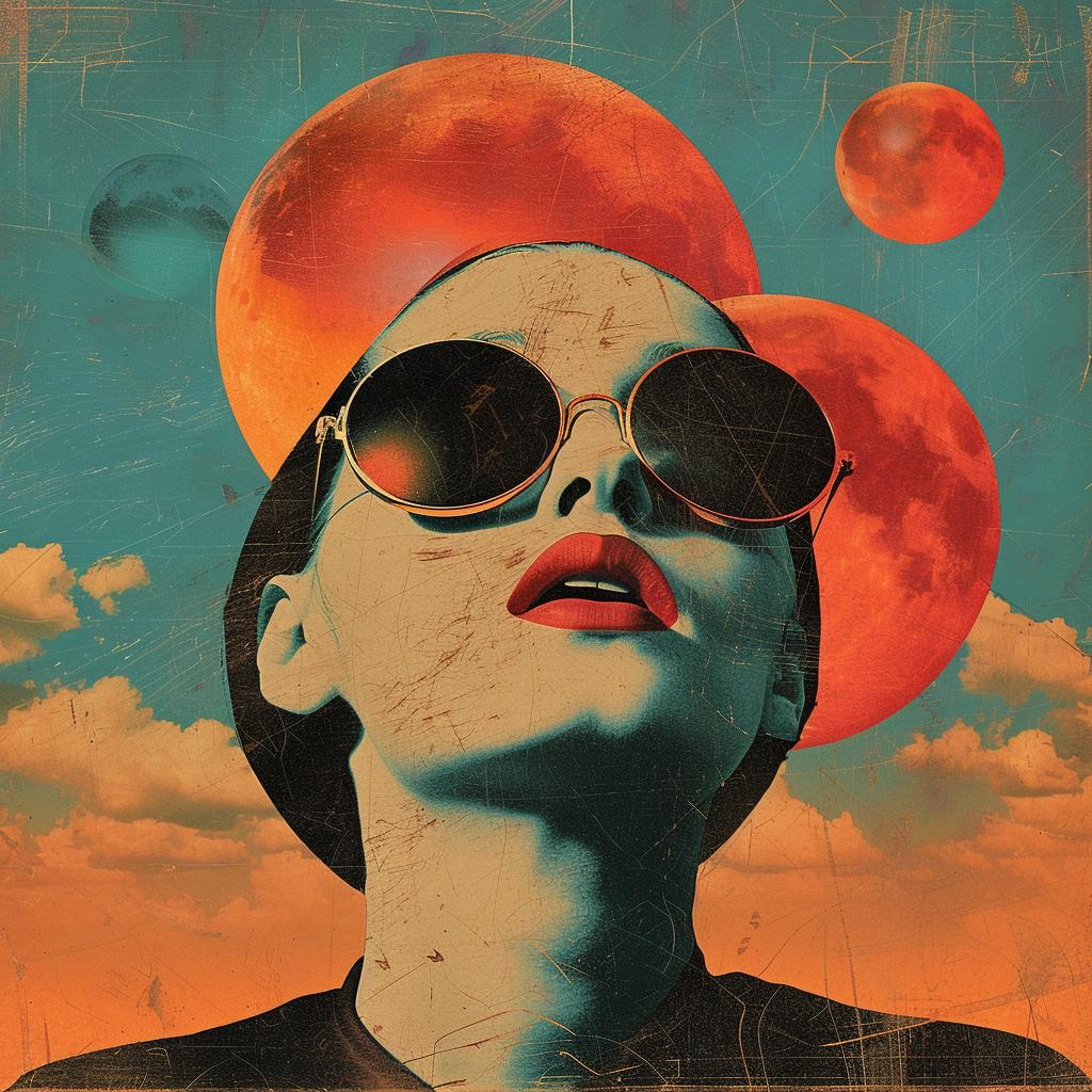 illustration  woman  sunglasses  planets  red  frank  moth  futurist  retro  vintage 929560