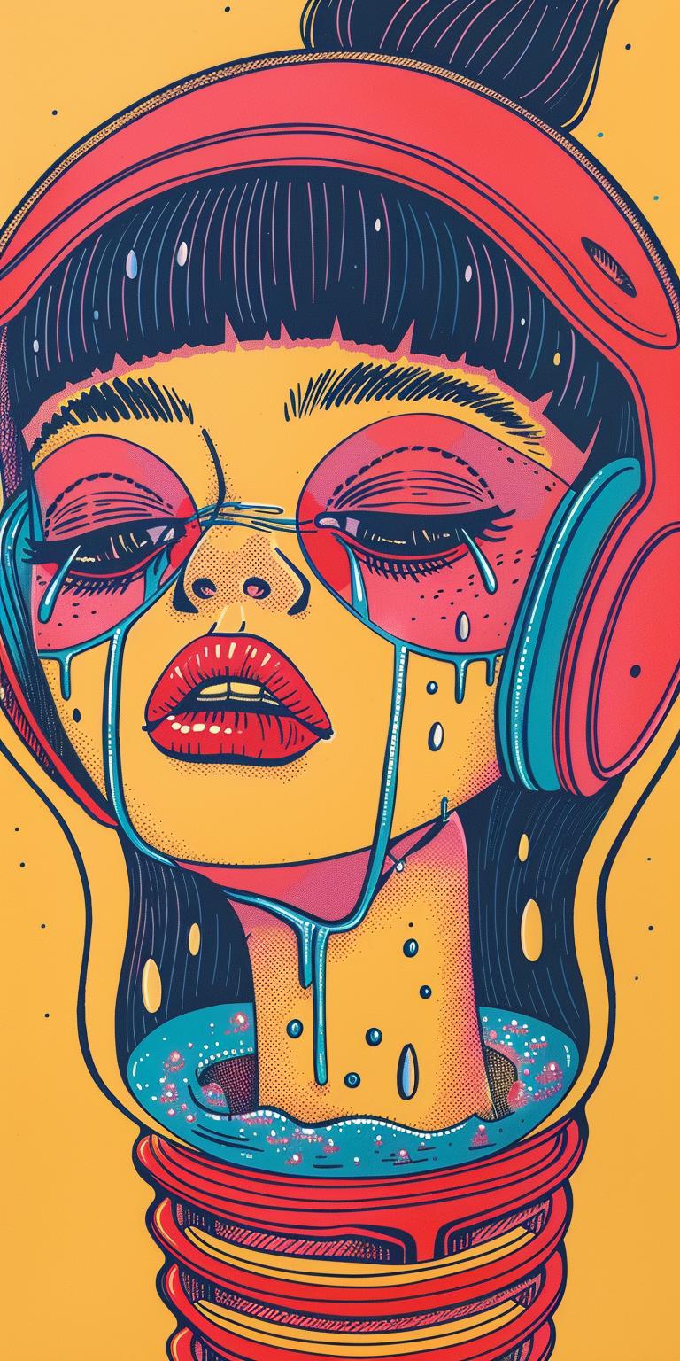 lightbulb  liquid  girl  tear  headphones  emotional  colorful  vibrant  conceptual  surreal 940591