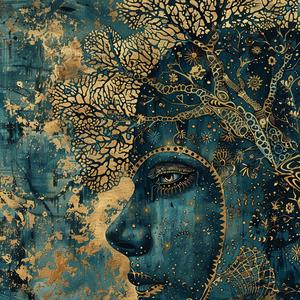 Art Nouveau  Surrealism  pointillism  woman  tree  spiritual  naturalistic  dark  occult  gold 1077168