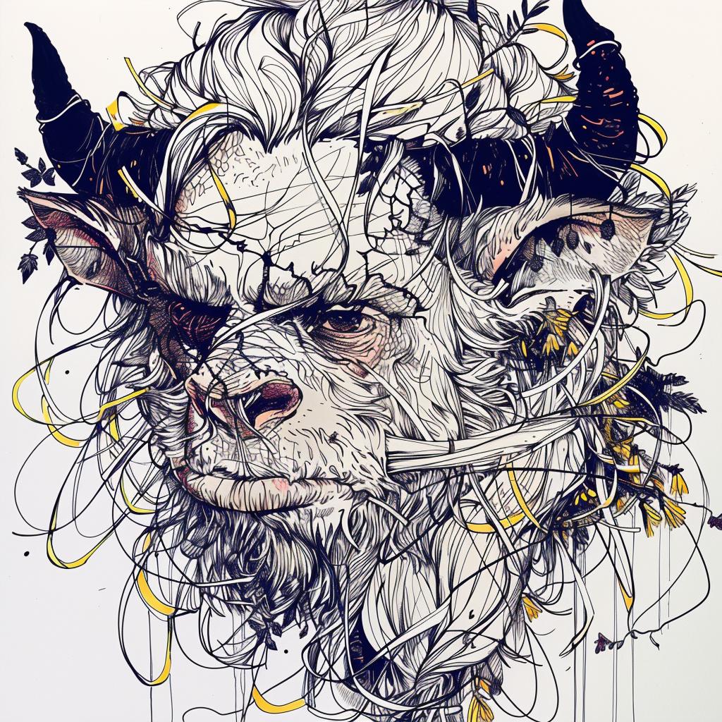 drawing  goat  horns  hair  hybrid  creature  fantasy  art  mythical  unique 952325