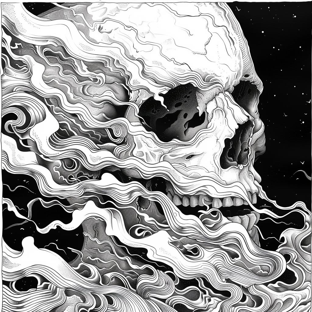 album  cover  skull  smoke  surreal  drawing  minimalistic  creative  risograph  art 1026595