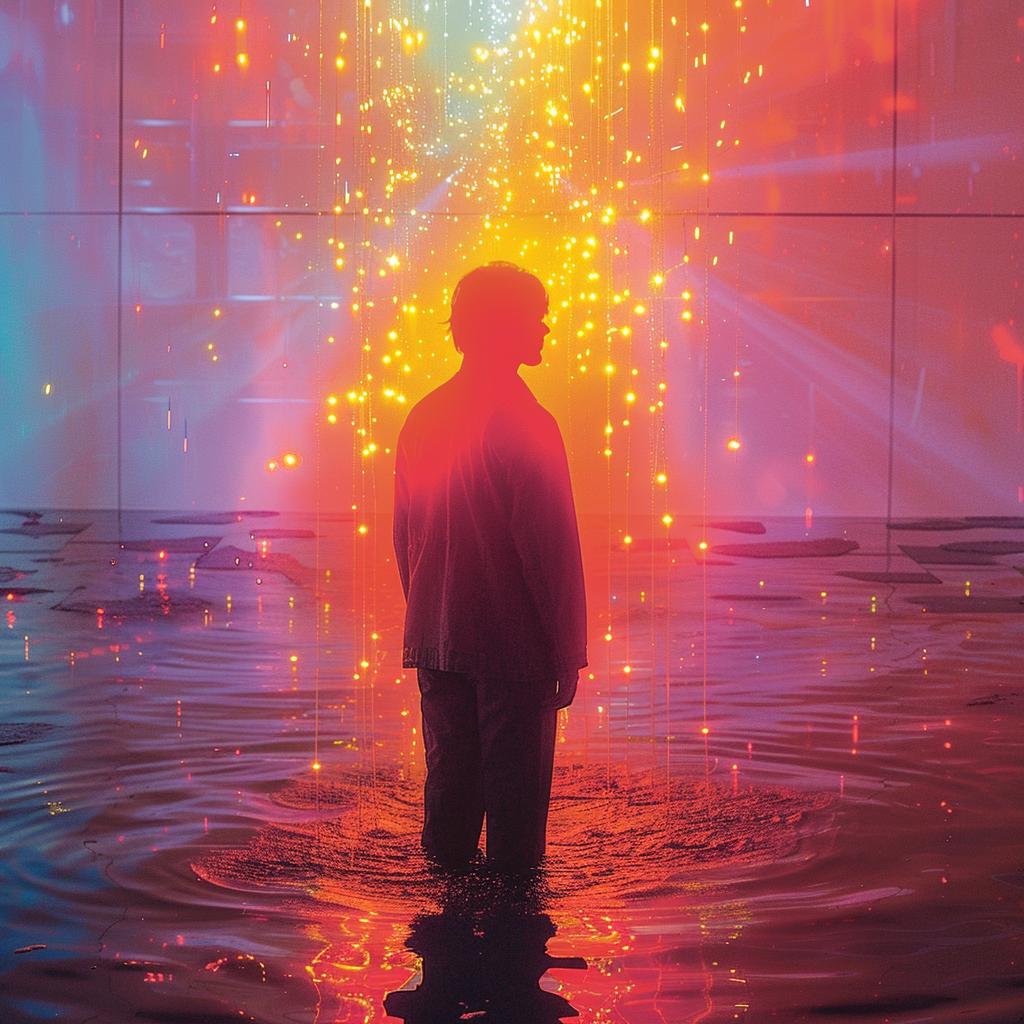 surreal  album  cover  man  pool  water  colorful  lights  neon  splash 976634