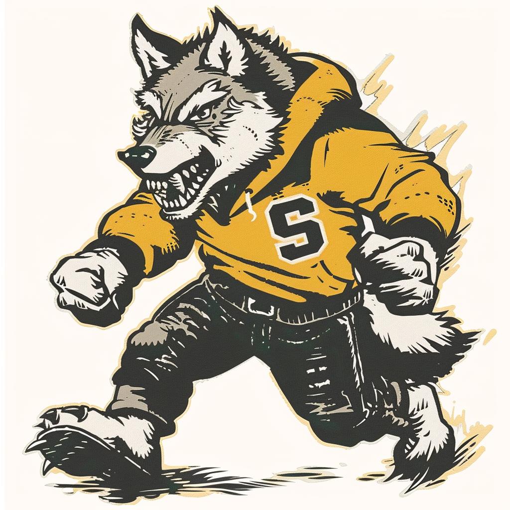 wolf  mascot  cartoon  sweater  pennant  dynamic  angry  vintage  black  outline 921475