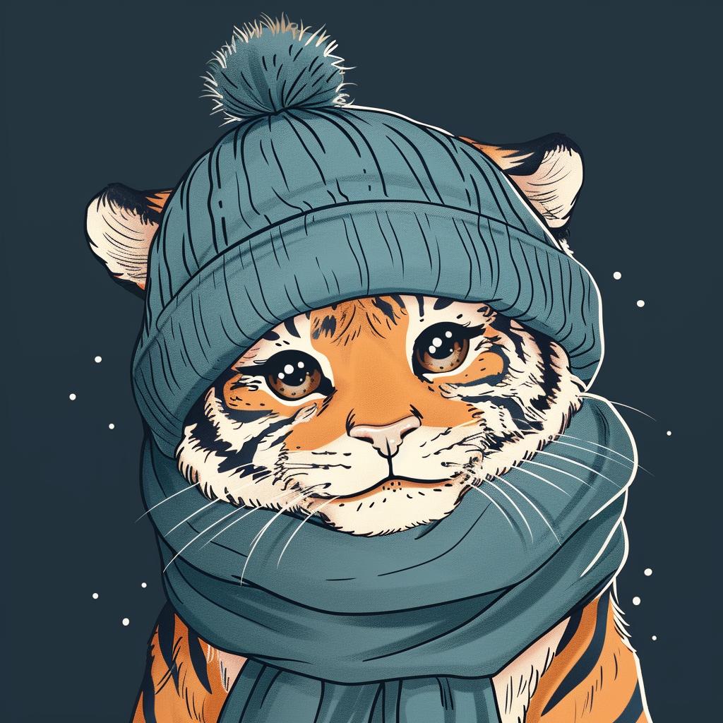 tiger  anthropomorphic  kawaii  street  culture  hat  scarf  cute  minimal  simple 955942