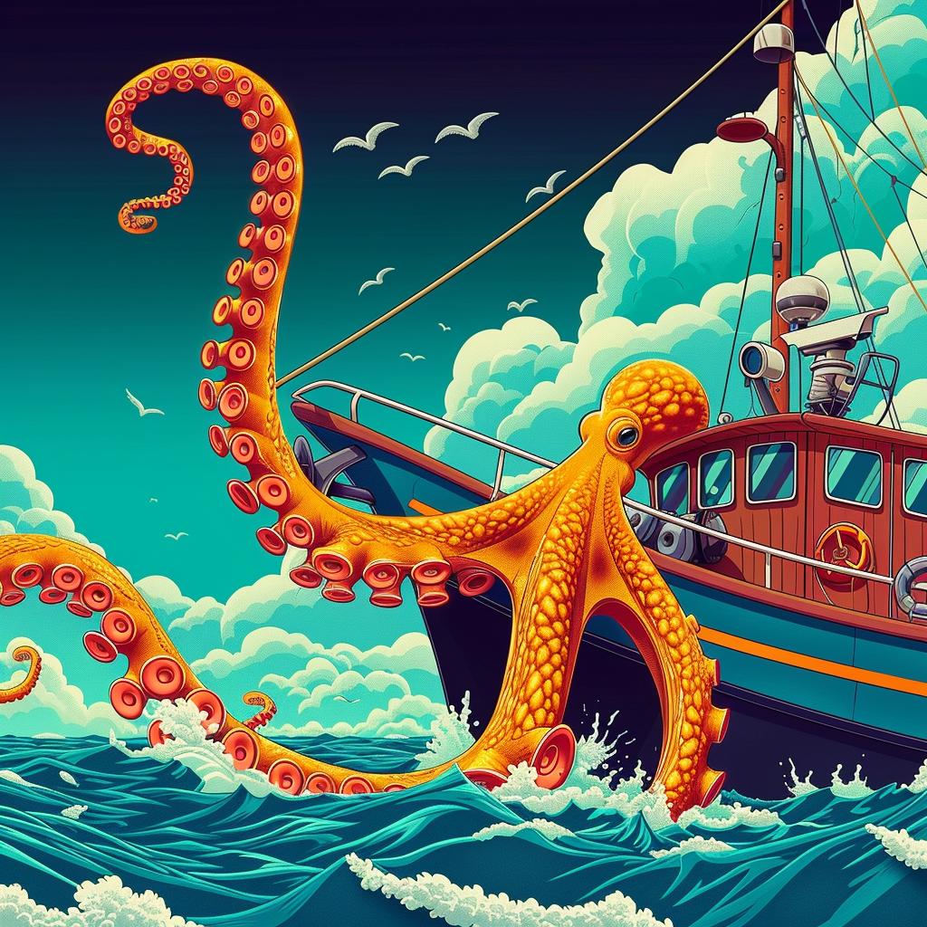 octopus  swimming  ocean  boat  action  marine  wildlife  dynamic  underwater  scene 946942