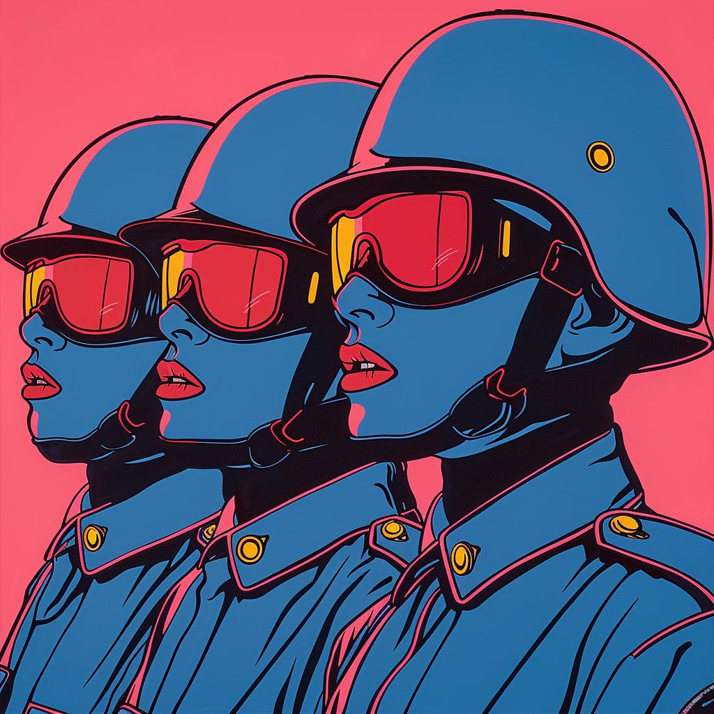 police  riot  gear  surreal  lighting  glow  women  uniforms  sunglasses  red 962899