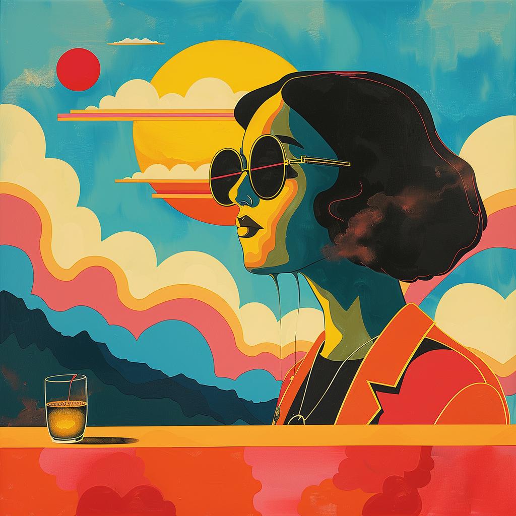 surreal  album  cover  woman  sunglasses  sunset  colorful  playful  Joan  Cornella 977957
