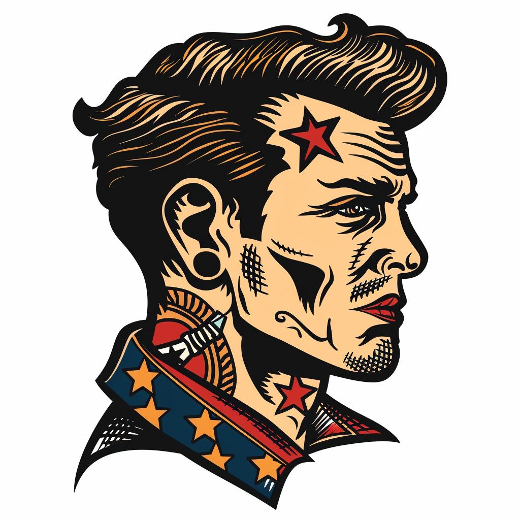 tattoo  flash  man  stars  face  traditional  design  bold  black  art 1018179