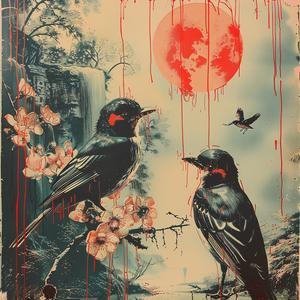 birds  branch  blood  chromolithography  painting  dramatic  dark  nature  emotive  narrative 1037891