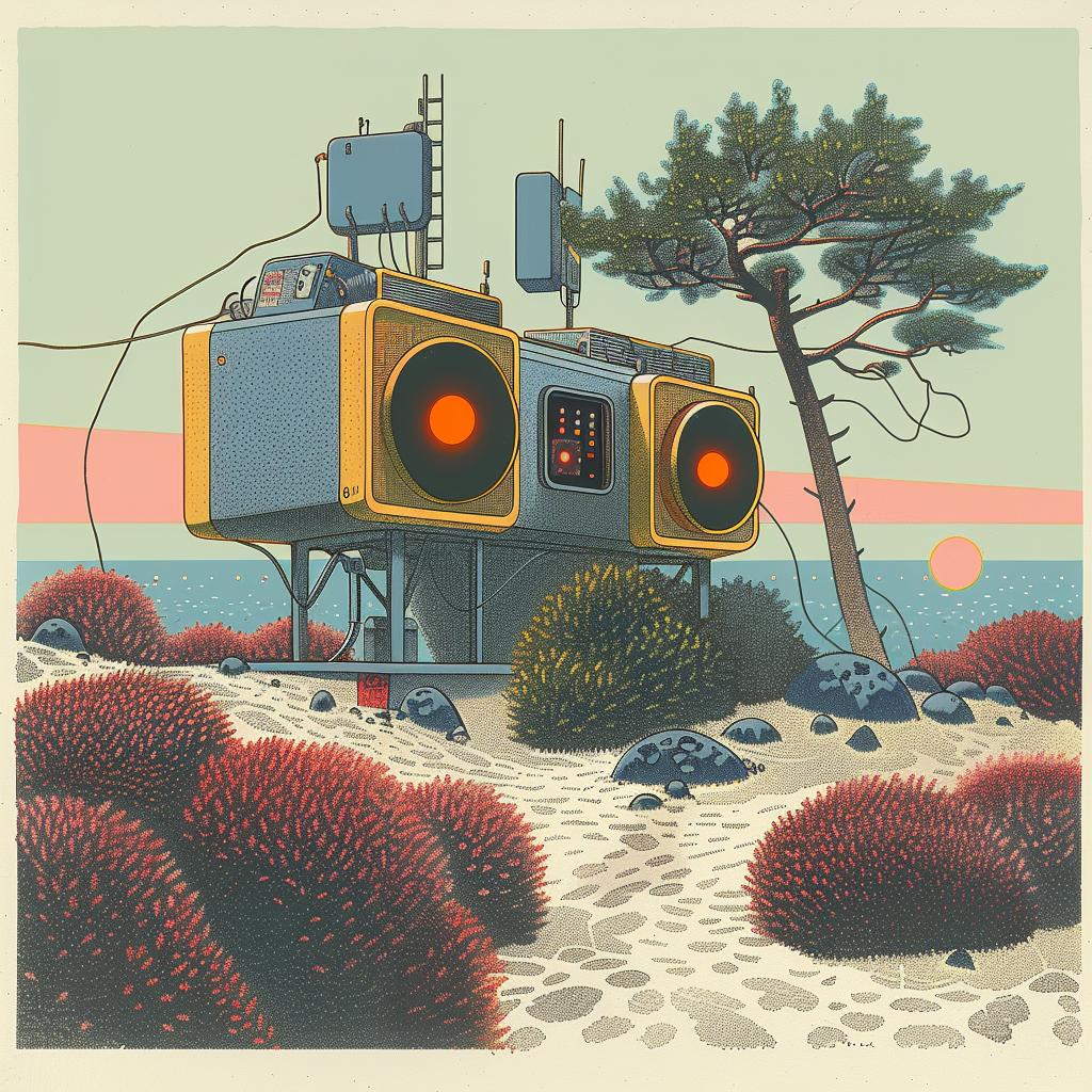 poster  radio  beach  artwork  design  simon  stalenhag  graphic  colorful  scene 1015314
