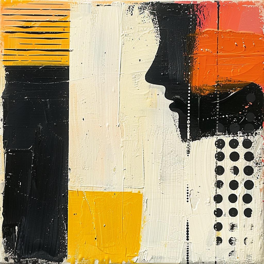 woman  portrait  abstract  impasto  encaustic  black  white  ochre  contemporary  ethereal 963668