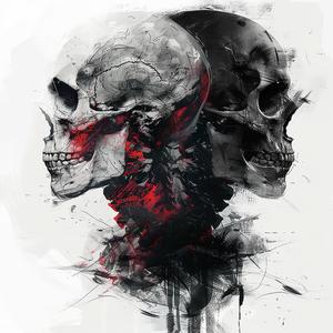 portrait  skulls  red  paint  overlapping  drawing  creative  art  character  canvas 1077305