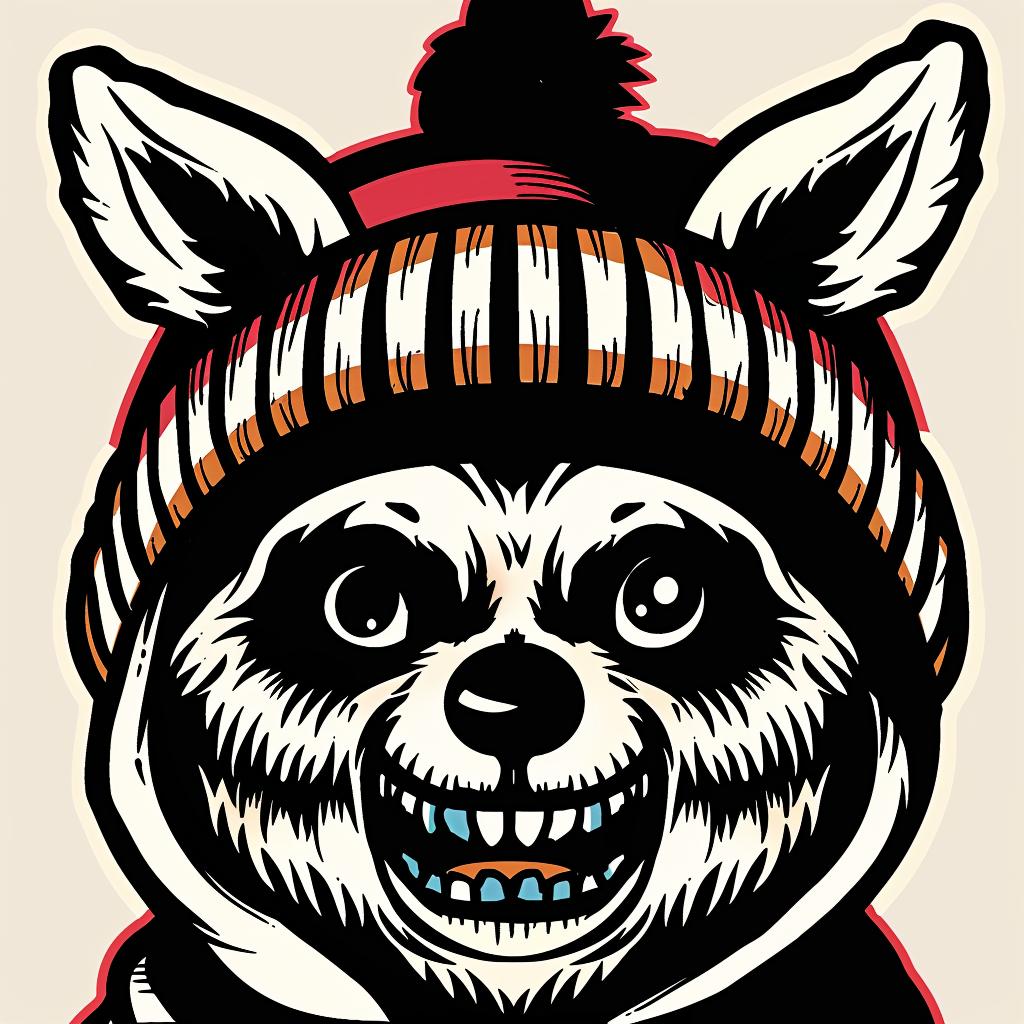 raccoon  hat  scarf  cute  animal  character  playful  colorful  illustration  cartoon 966684