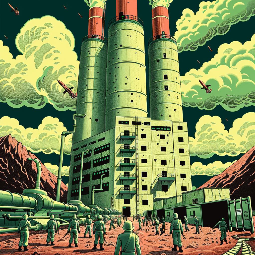 factory  futuristic  militaristic  concrete  towers  cannons  soldiers  urban  scenery  architecture 944570
