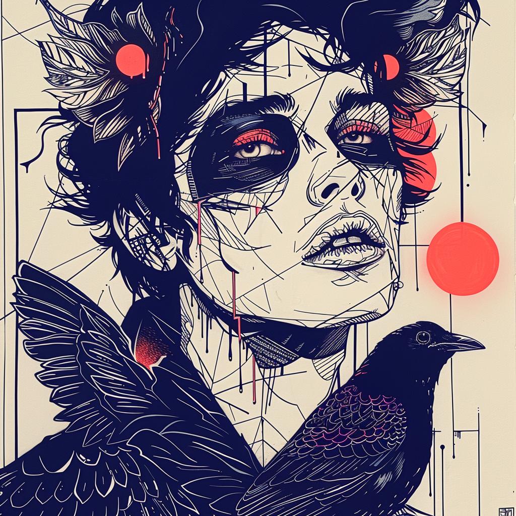 DADA  art  woman  bird  design  red  black  creature  makeup  TroyBrooks 939496