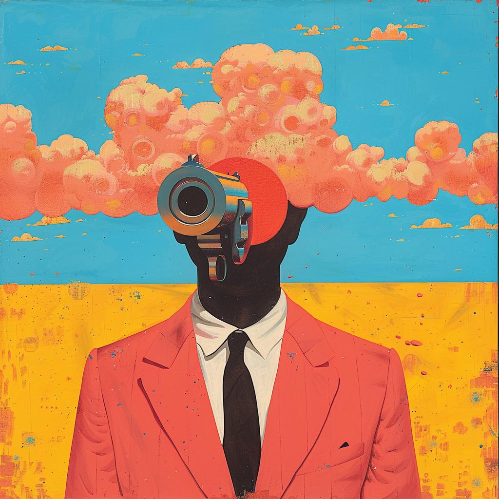 surreal  album  cover  male  gun  art  painting  Joan  vivid  dynamic 1017441