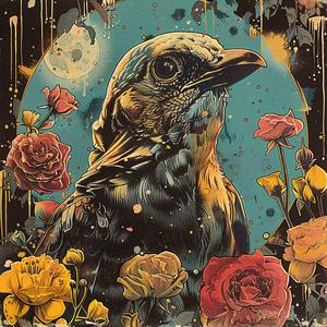 painting  bird  flowers  moon  nature  chromolithography  artwork  colorful  scene  whimsical 1052794