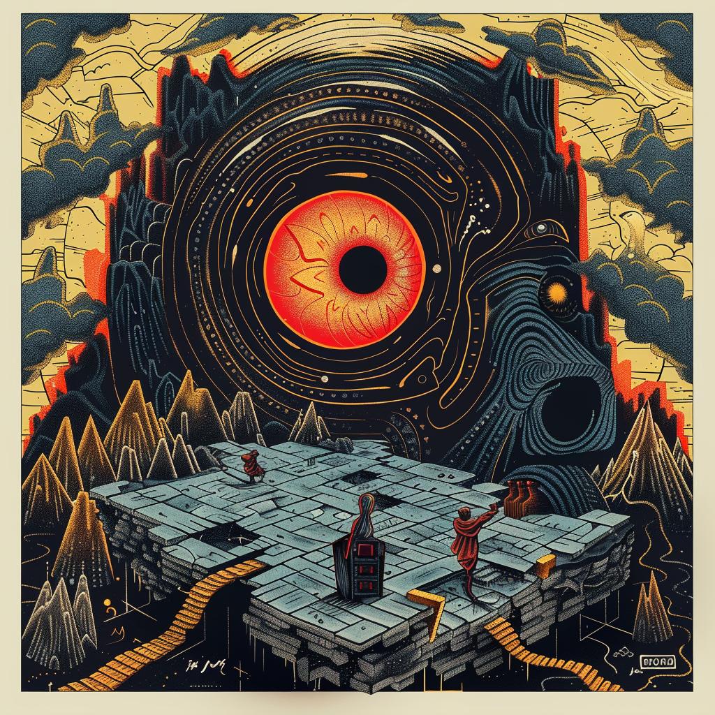 surreal  album  cover  axonometric  colorful  art  music  creative  thematic  evocative 973791