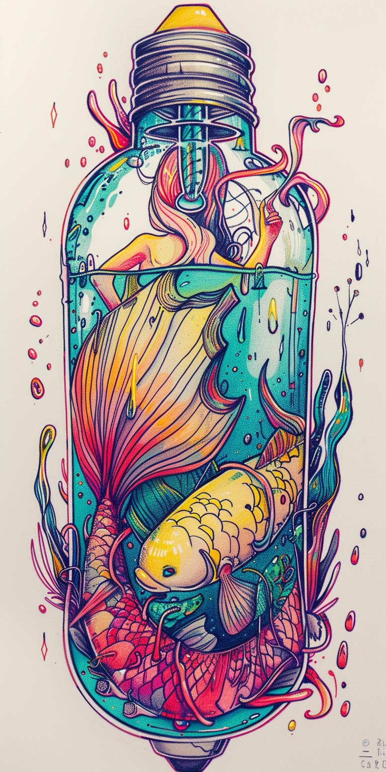 lightbulb  liquid  mermaid  swimming  jar  fish  conceptual  artistic  fantasy  whimsical 940554