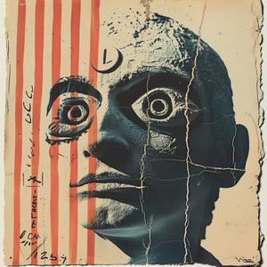 poster  man  face  encaustic  paint  art  Saul  Bass  Picasso  style 1067362