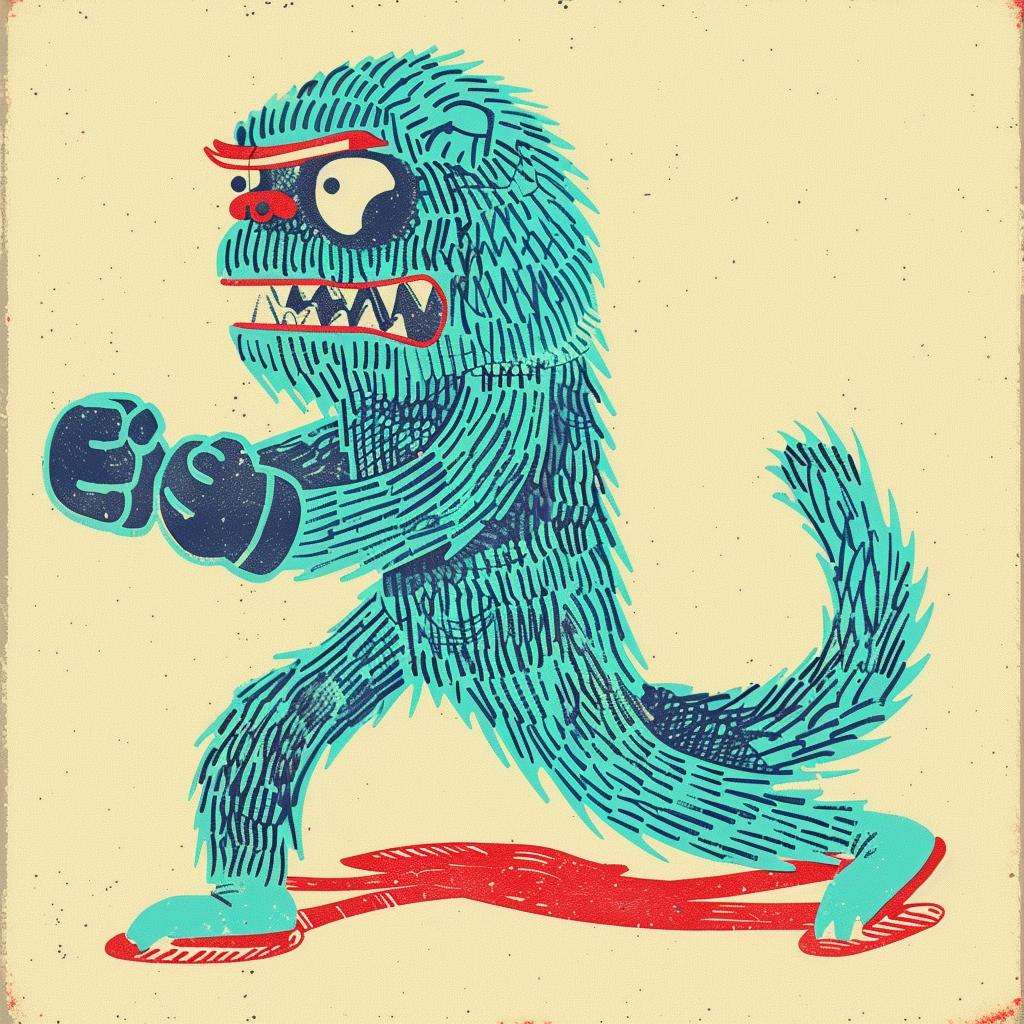 creature  karate  cartoon  blue  monster  red  eyes  teeth  moves  funny 940692
